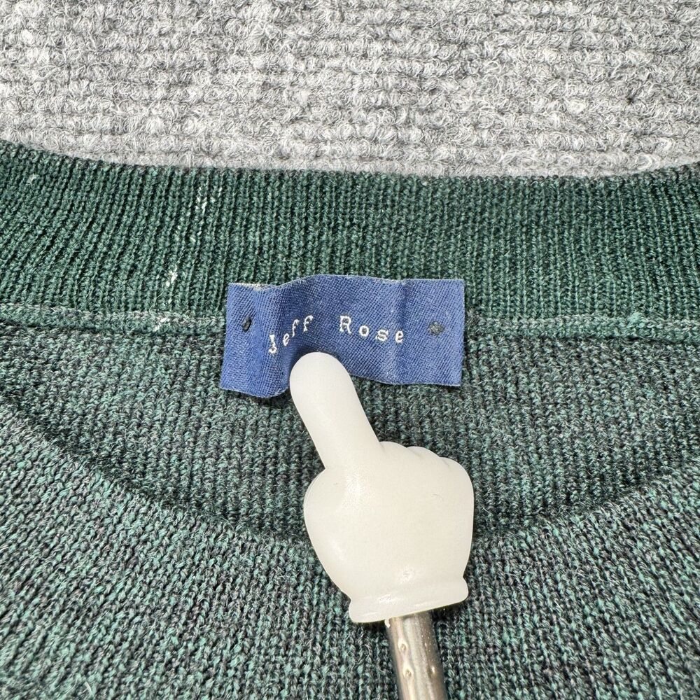 Jeff Rose Italian Wool Sweater Green Crewneck Luxury Knit Medium - Picture 2 of 8